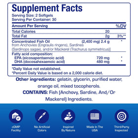 Détails des ingrédients de l'huile de poisson Omega 3 Anabolic Laboratories