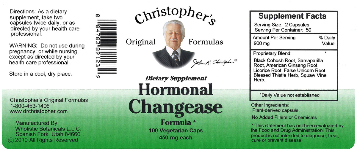 Détails des ingrédients de la Formule Changease de Christopher's
