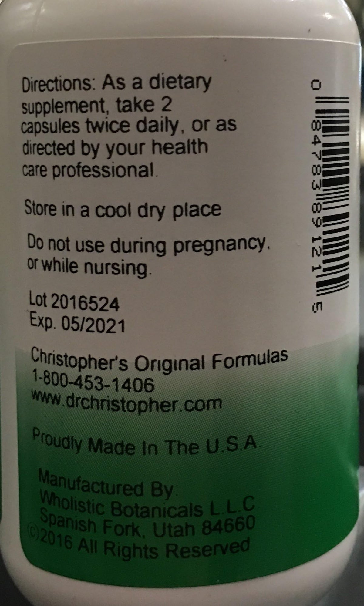 Détails des ingrédients de la Formule Reproductive Féminine de Christopher's