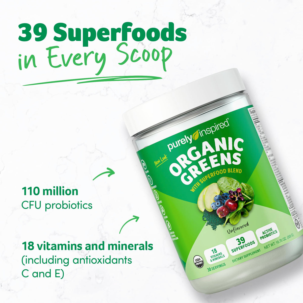 Détails des ingrédients de la Poudre de Superfood Bio Purely Inspired