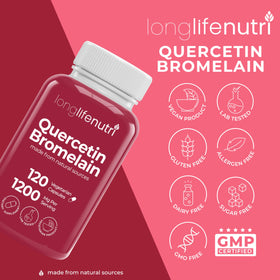 Détails des ingrédients de LongLifeNutri Quercetine 1000mg avec Broméline