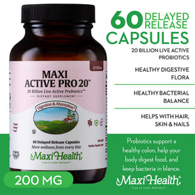 Détails des ingrédients de Maxi Health Probiotiques sur l'emballage