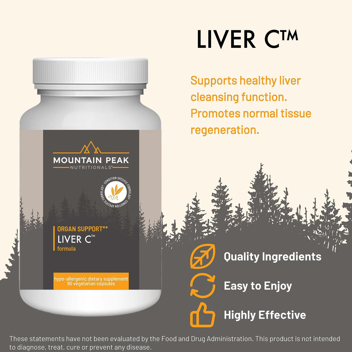 Détails des ingrédients de Mountain Peak Nutritionals Complément Alimentaire Foie C