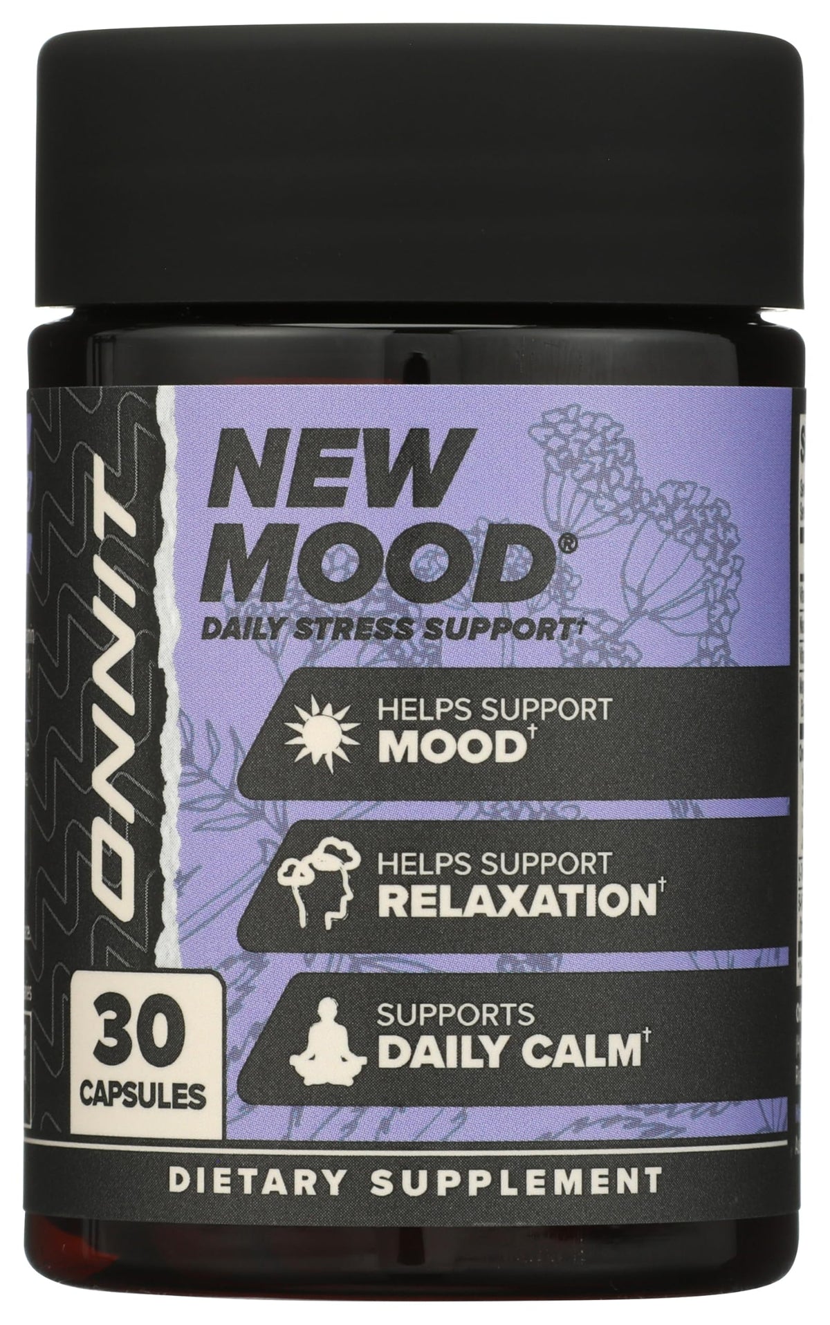 Détails des ingrédients de ONNIT New MOOD sur l'étiquette