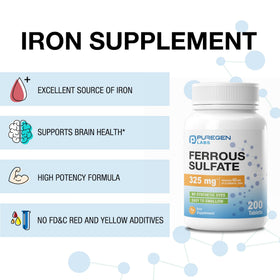 Détails des ingrédients de P Puregen Labs Ferrous Sulfate