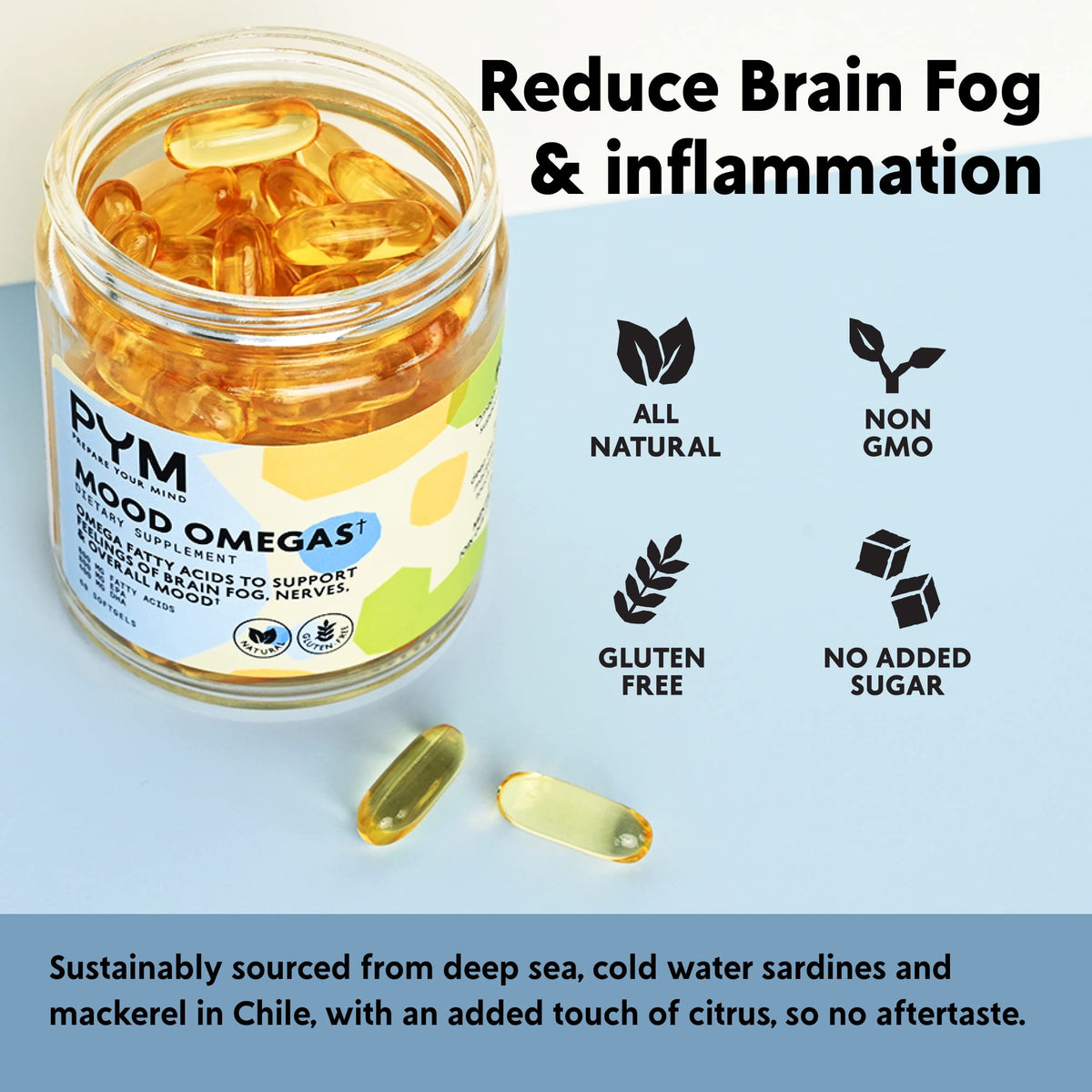 Détails des ingrédients de PYM Omega-3 sur l'étiquette