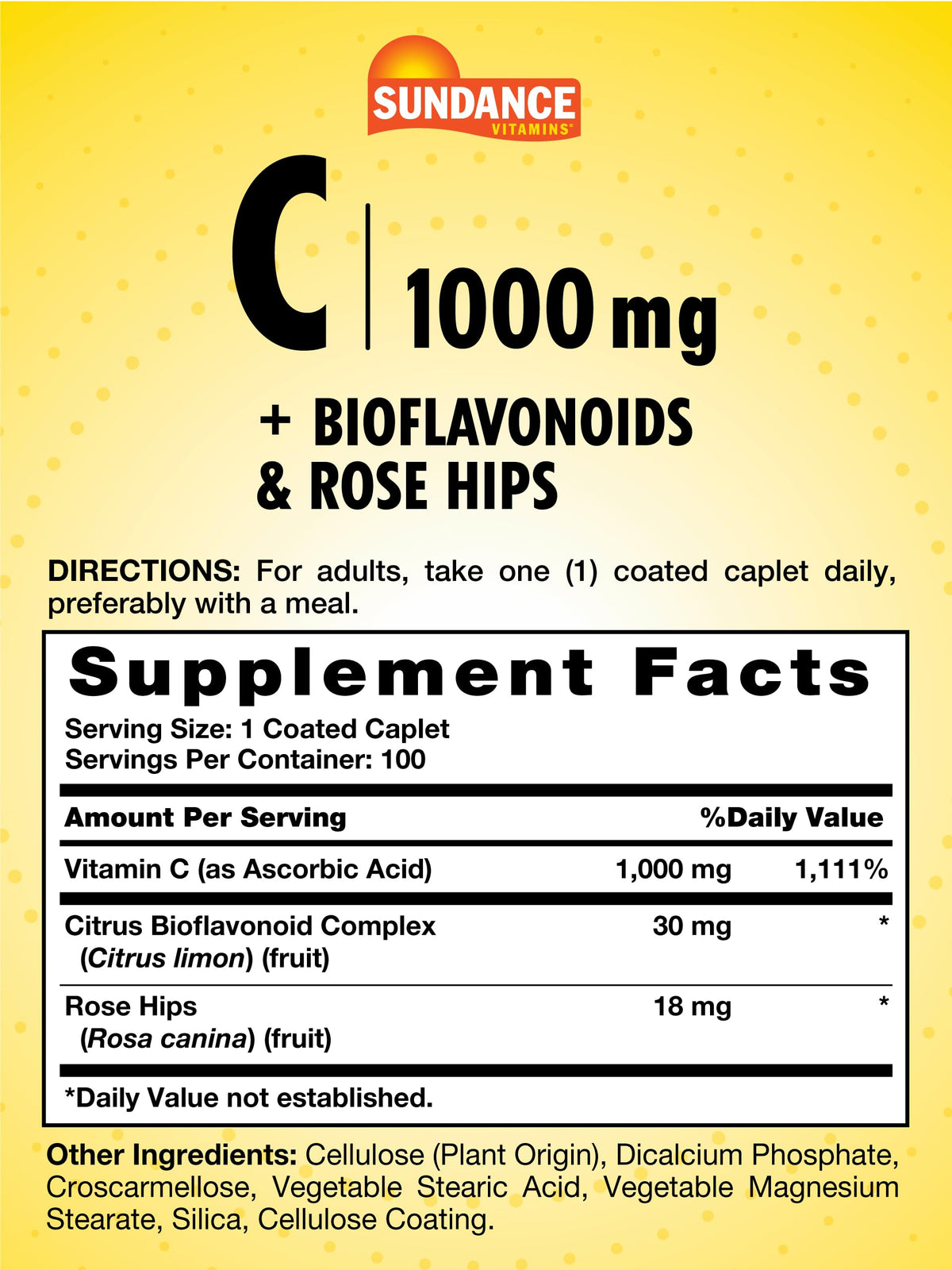 Détails des ingrédients de Sundance Vitamine C 1000 mg