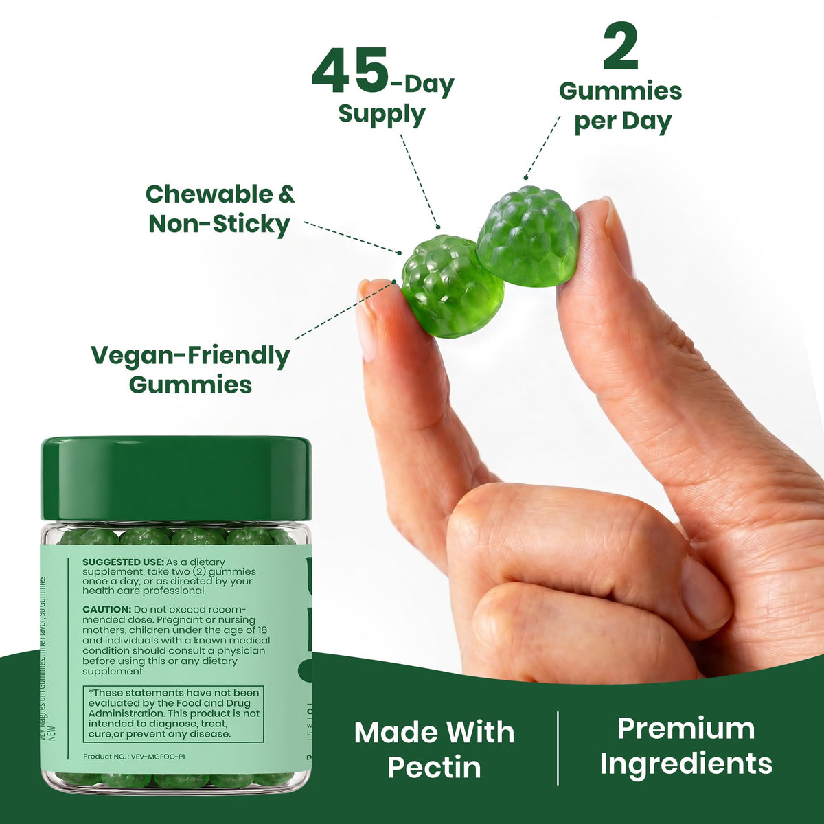 Détails des ingrédients des Calm Magnesium Gummies de VEV