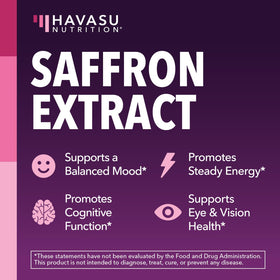 Détails des ingrédients des capsules d'extrait de safran HAVASU NUTRITION