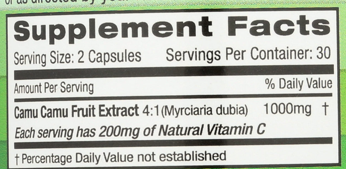 Détails des ingrédients des capsules de Camu Camu