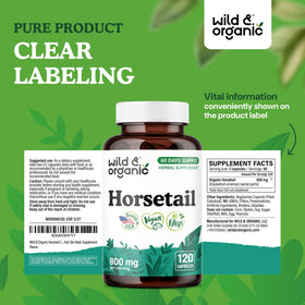 Détails des ingrédients des capsules de prêle Wild & Organic