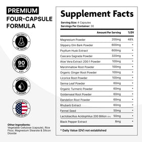 Détails des ingrédients des capsules DMoose Fitness Écorce de Slippery Elm