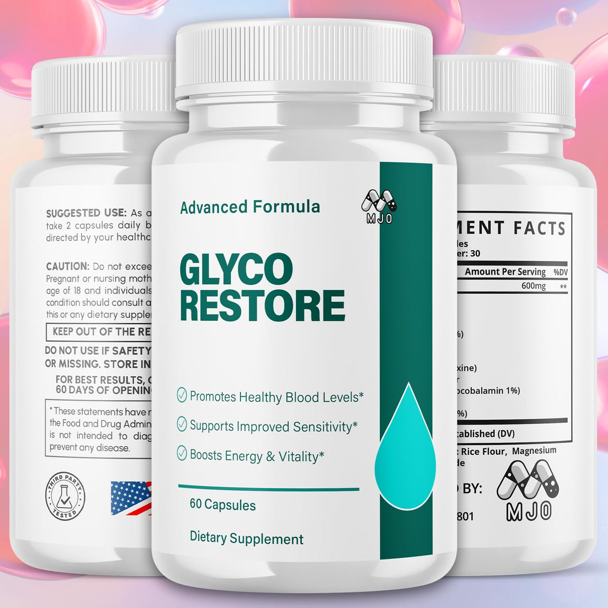Détails des ingrédients des capsules Glyco Restore MJO