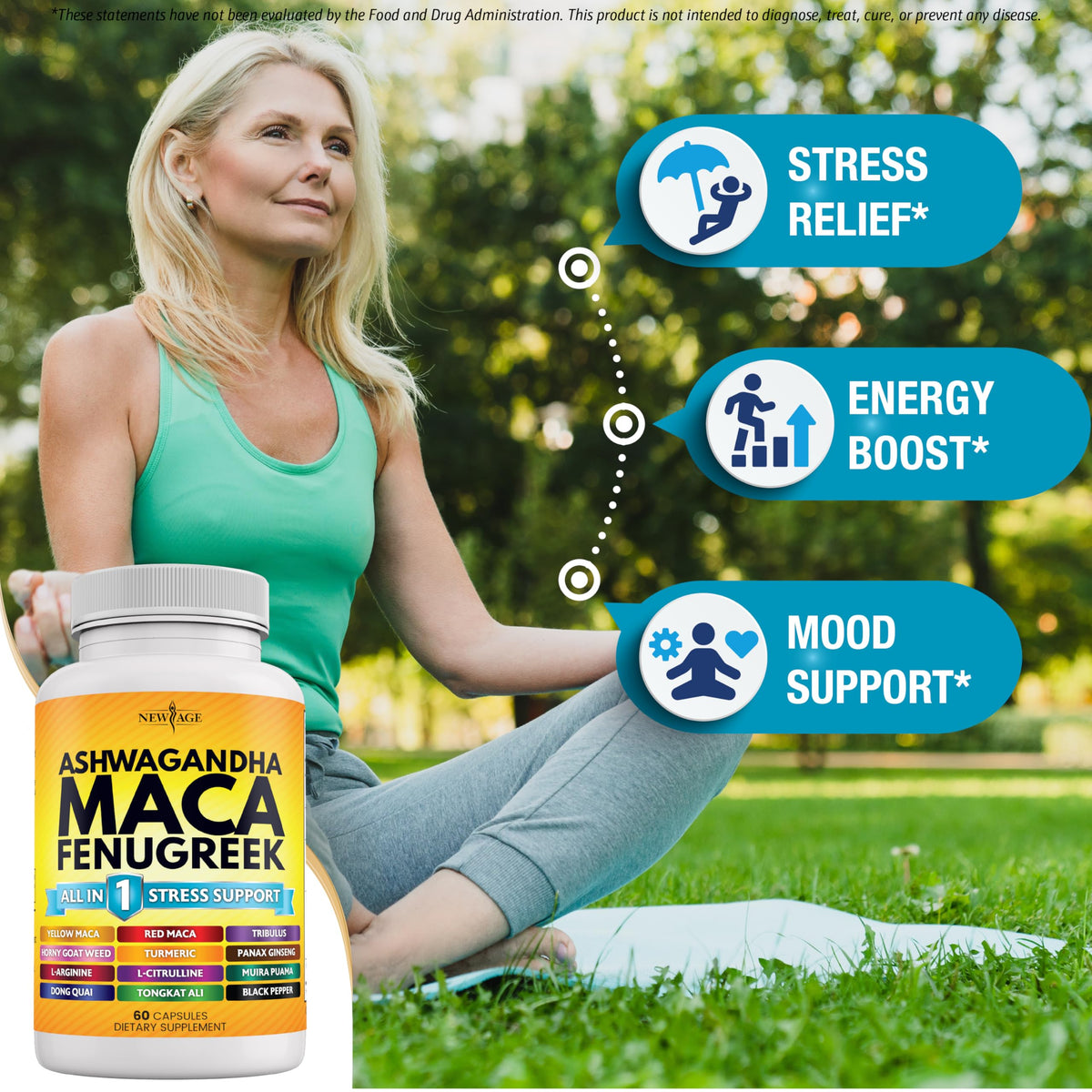 Détails des ingrédients des capsules Maca Ashwagandha NEW AGE