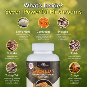 Détails des ingrédients des capsules Naturealm 7 Champignons