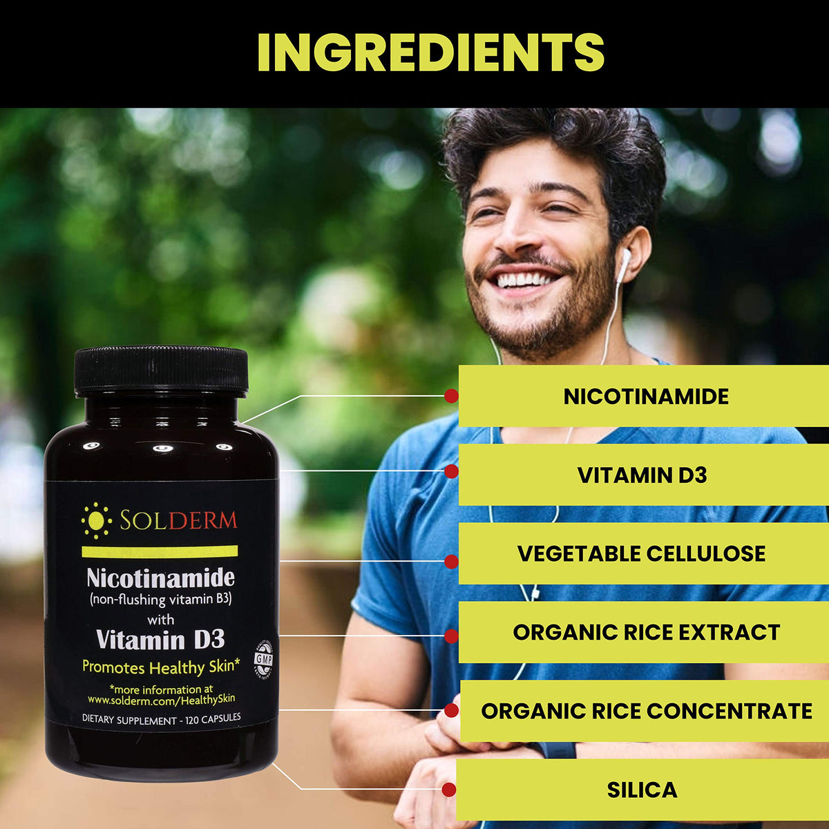 Détails des ingrédients des capsules SOLDEREM Nicotinamide