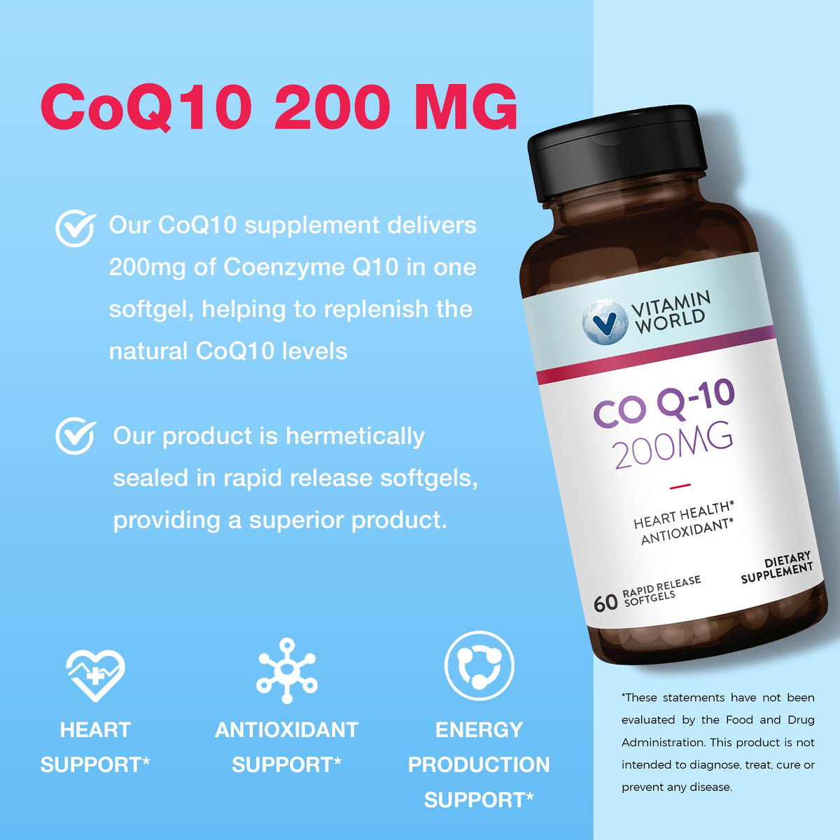Détails des ingrédients des gélules molles CoQ10 Vitamin World