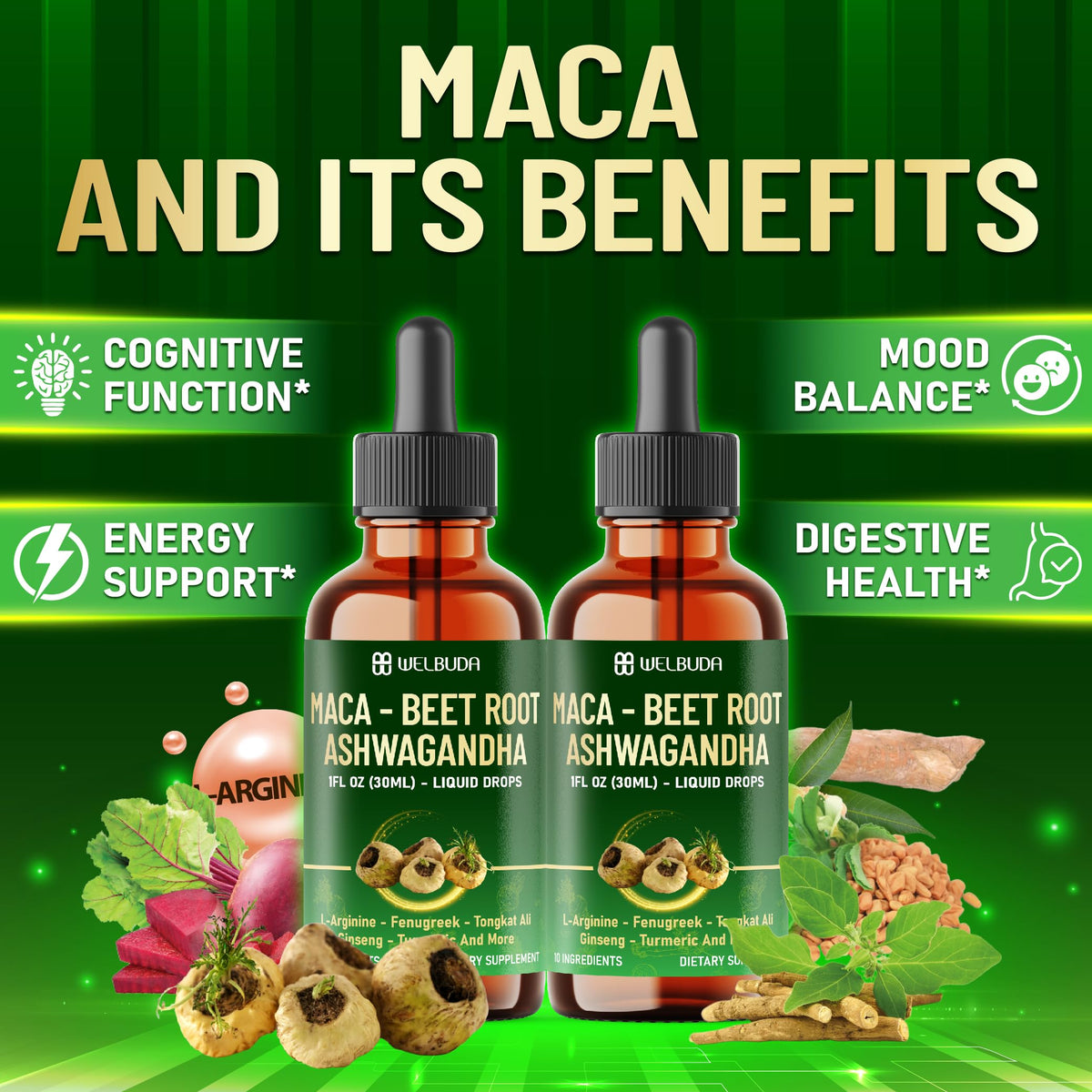 Détails des ingrédients des gouttes liquides Maca WELBUDA