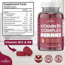 Détails des ingrédients des gummies B Complex NEW AGE