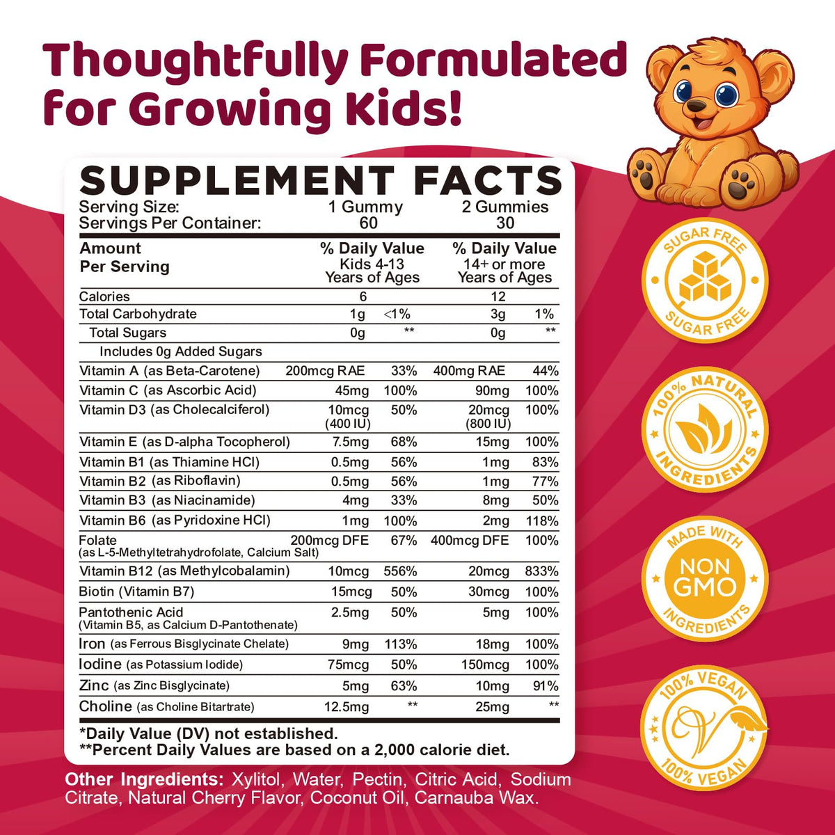 Détails des ingrédients des gummies de fer dilib