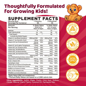 Détails des ingrédients des gummies de fer dilib