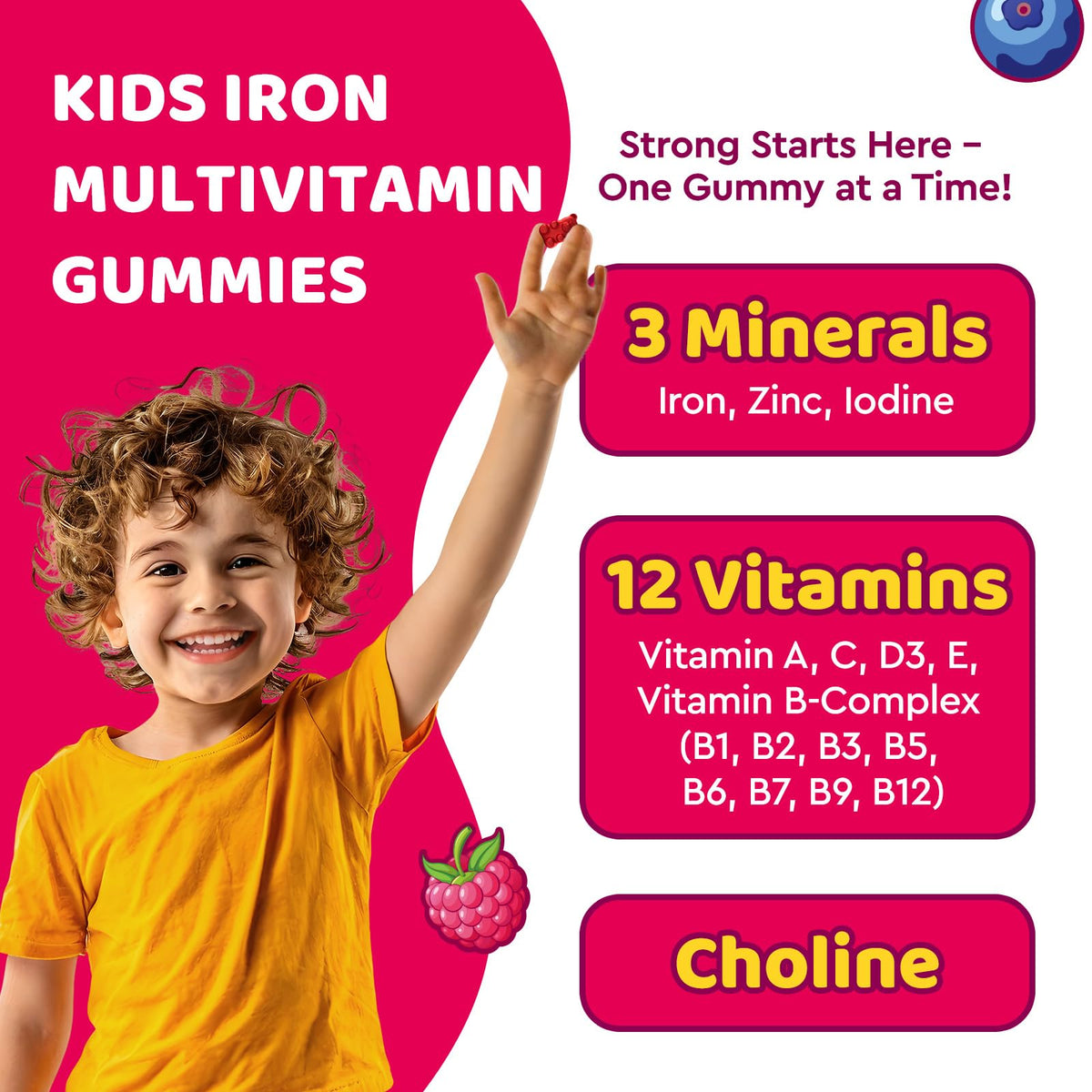 Détails des ingrédients des gummies de fer dilib, arrière de la boîte