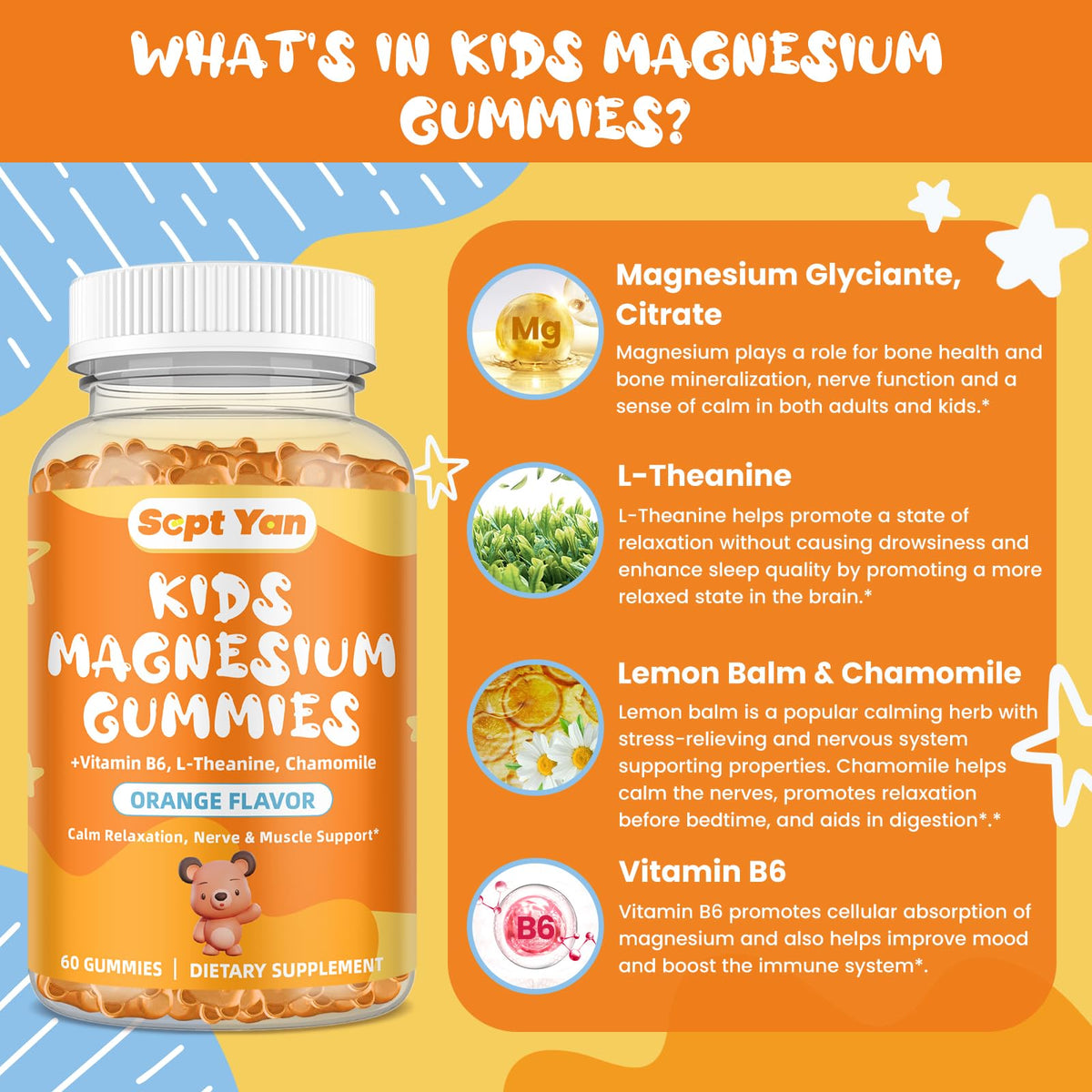 Détails des ingrédients des gummies de magnésium SEPT YAN