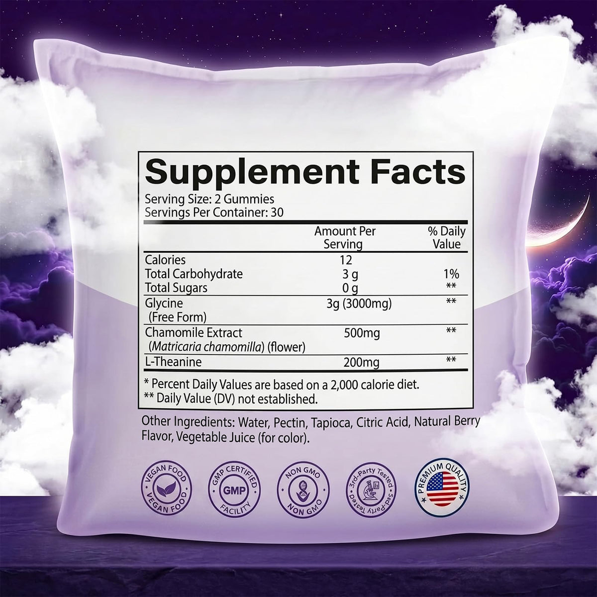 Détails des ingrédients des gummies Glycine LTTLAODIZ