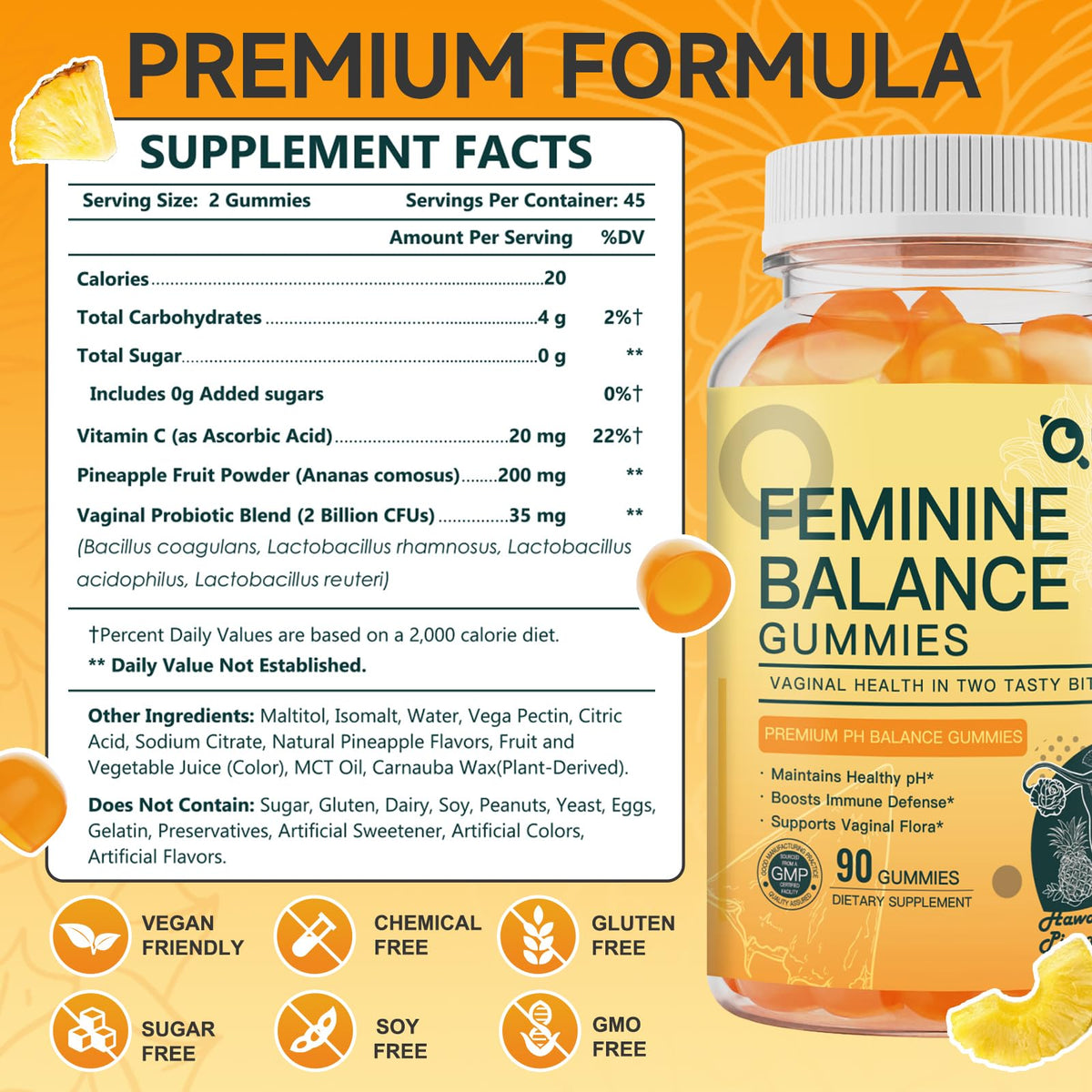 Détails des ingrédients des Gummies pH Équilibre Femmes
