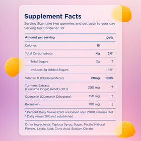 Détails des ingrédients des gummies Soothing Swift de Canary