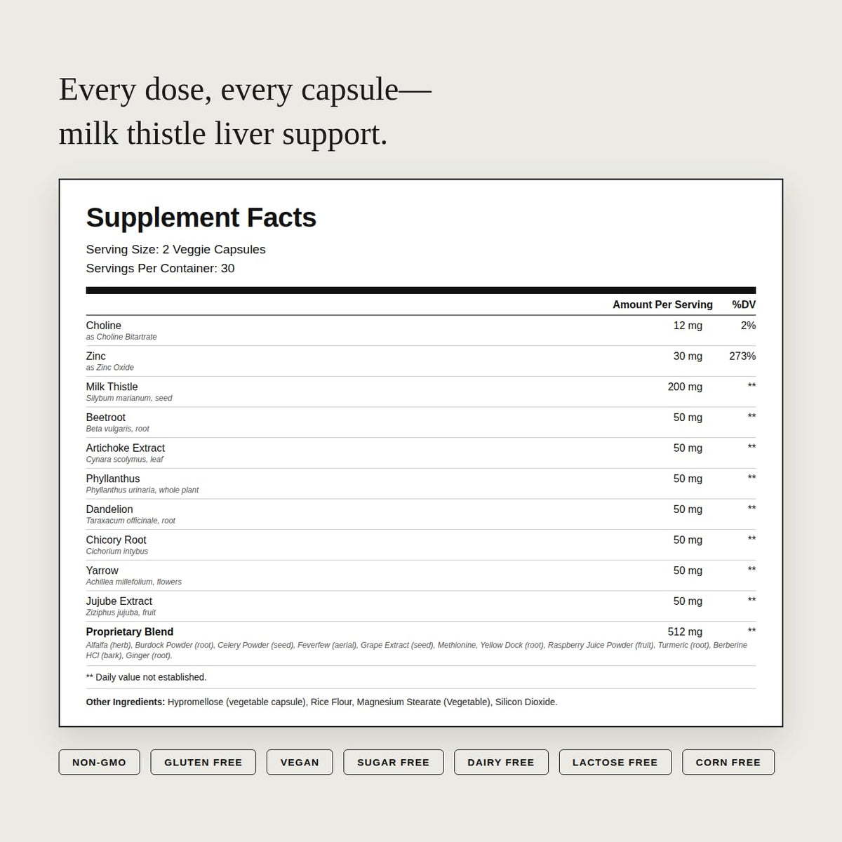 Détails des ingrédients du complément alimentaire Foie Dear Apothecary
