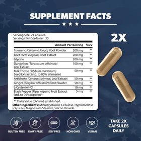 Détails des ingrédients du complément alimentaire Foie Nurture AMERICAN VITALITY
