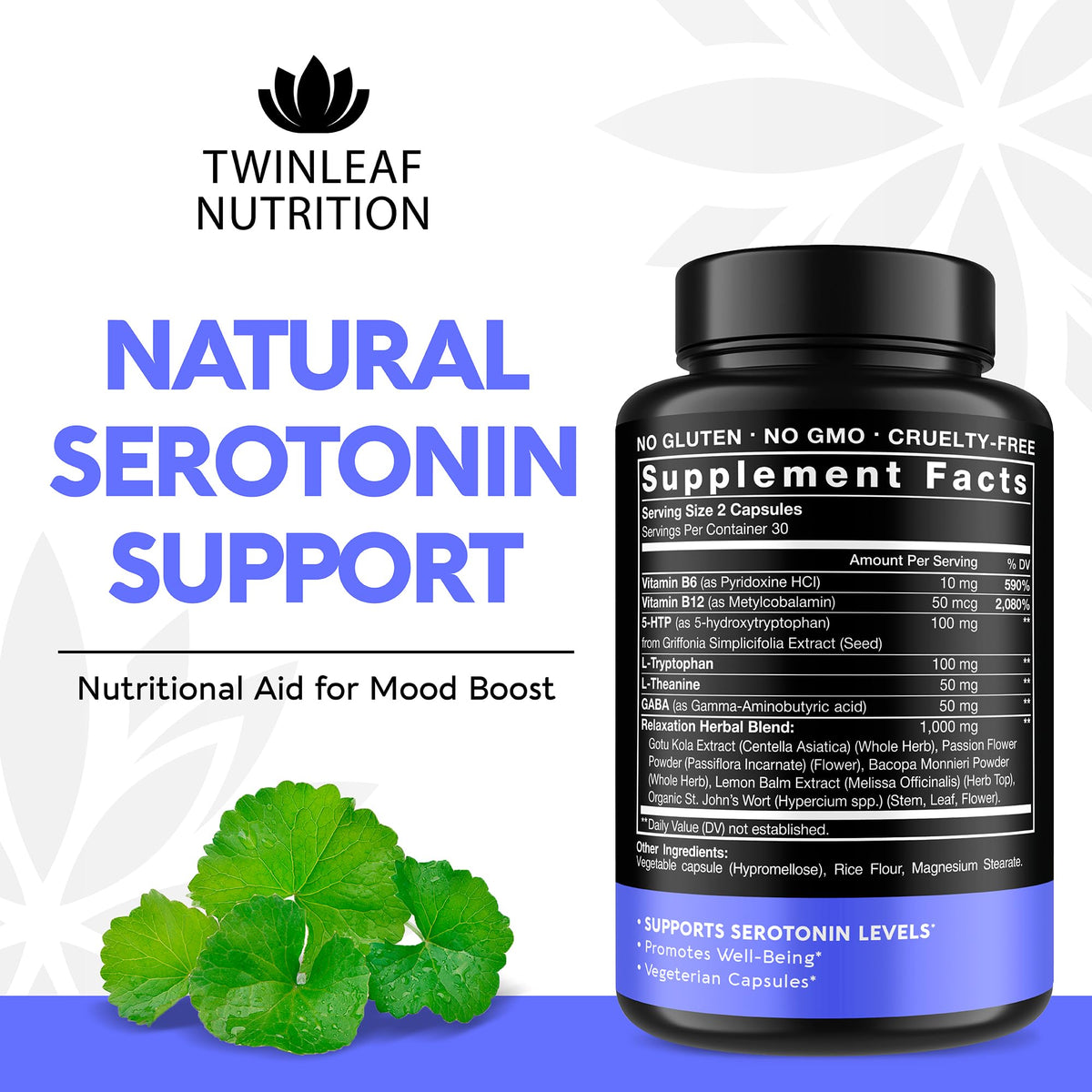Détails des ingrédients du complément de sérotonine TWINLEAF NUTRITION