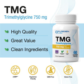 Détails des ingrédients du complément TMG P Puregen Labs