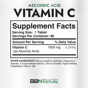 Détails des ingrédients du complément Vitamine C 1000mg Built by Nature