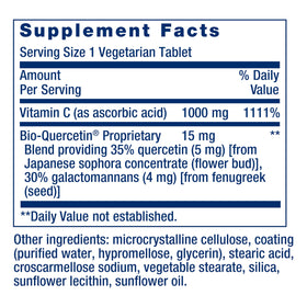 Détails des ingrédients du complément Vitamine C et Bio-Quercétine Life Extension