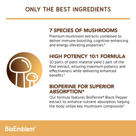 Détails des ingrédients du Complexe de 7 Champignons BioEmblem