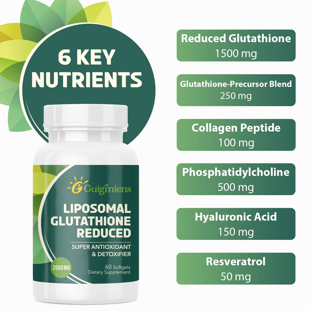 Détails des ingrédients du Glutathione Liposomal Guigmiens