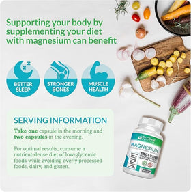 Détails des ingrédients du Glycinate de Magnésium Dr. Olivia Naturals, capsules végétariennes