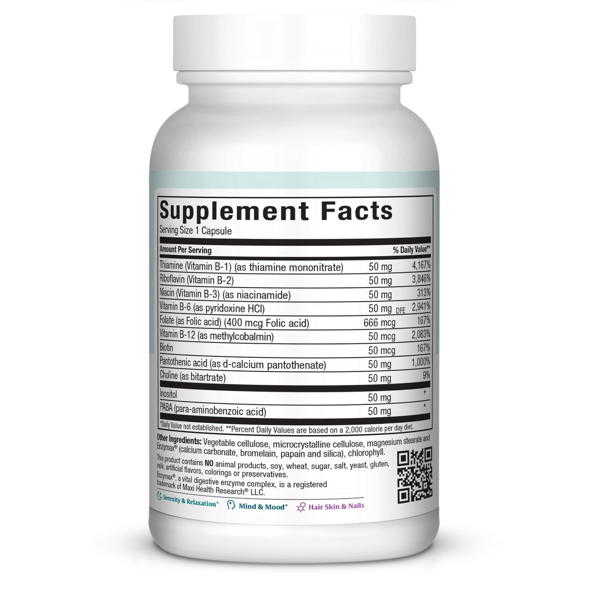 Détails des ingrédients du Maxi Health Complexe de Vitamines B