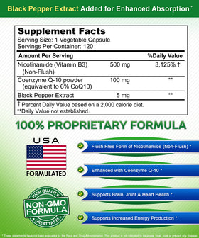 Détails des ingrédients du Nicotinamide 500mg avec CoQ10