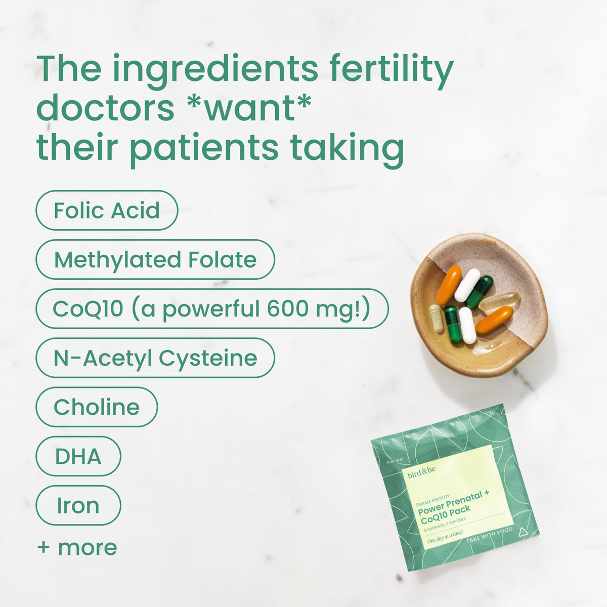 Détails des ingrédients du pack bird&be Multivitamines Prénatales