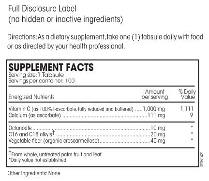 Détails des ingrédients du PERQUE Potent C Guard 1000 mg