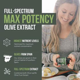 Détails des ingrédients du Total Olive, capsule sur fond clair