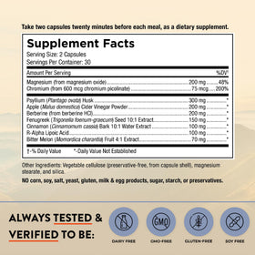 Détails des ingrédients Mt. Angel Vitamins Complément Glycémique