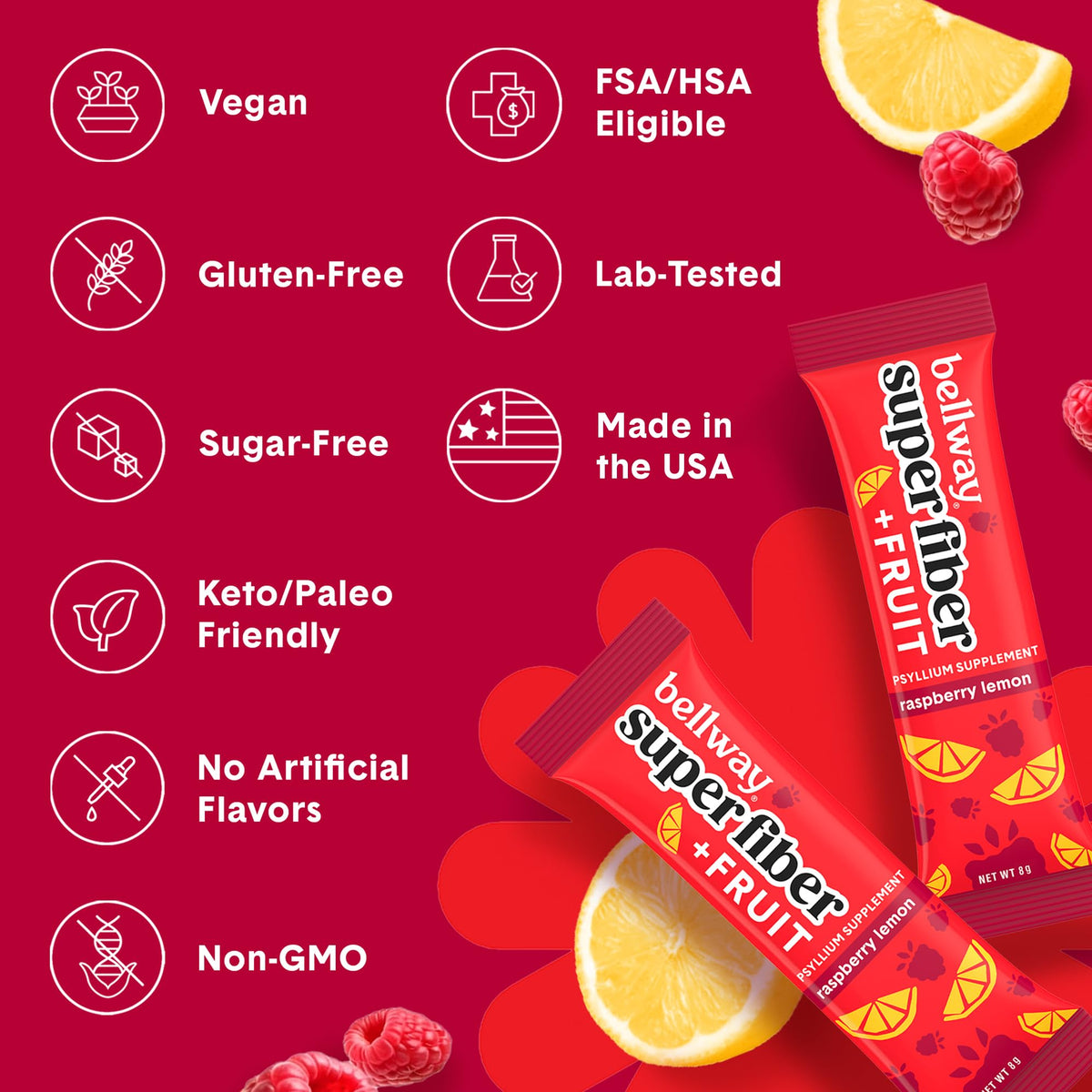 Détails des ingrédients naturels de Bellway Super Fiber + Fruit