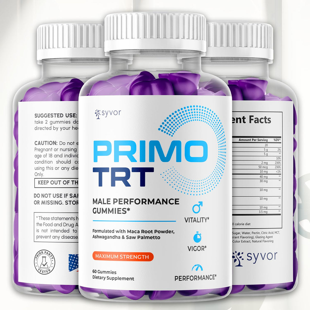 Détails des ingrédients naturels des Primo TRT Gummies