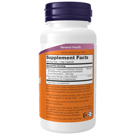 Détails des ingrédients NOW Foods Resvératrol 200 mg 60 capsules