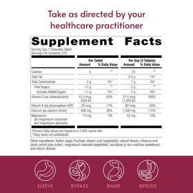 Détails des ingrédients sur l'emballage de Calcium Citrate