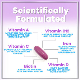 Détails des ingrédients sur l'emballage de la multivitamine Hello Lovely!